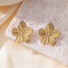 Wholesale Women's Golden Flower Jewelry Set With Plants And Flowers Pattern Made Of Titanium Steel And Electroplated