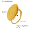 Wholesale Women's Golden Oval Texture Opening Adjustable Stainless Steel Geometric Ring With Electroplating And Color Preserving Treatment