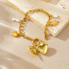 Wholesale Women's Goldplated Carved Stainless Steel Heart Shape Pendant Bracelet