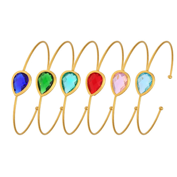 Wholesale Women's Goldplated Stainless Steel And Glass Stone Ferris Wheel Dropshaped Open Bracelet In Geometric Light Luxury Style
