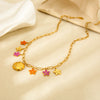 Wholesale Women's Goldplated Stainless Steel Flower Pendant Cross Chain Necklace With Enamel