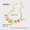 Wholesale Women's Goldplated Stainless Steel Flower Pendant Cross Chain Necklace With Enamel
