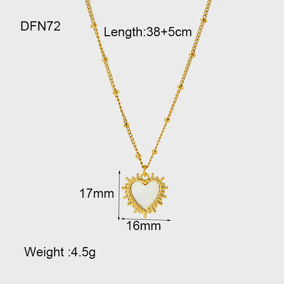 Wholesale Women's Goldplated Stainless Steel Geometric Heartshaped Motherofpearl Pendant Necklace