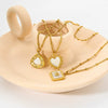 Wholesale Women's Goldplated Stainless Steel Geometric Heartshaped Motherofpearl Pendant Necklace