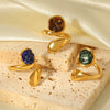 Wholesale Women's Goldplated Stainless Steel Geometric Ring Retro Jewelry
