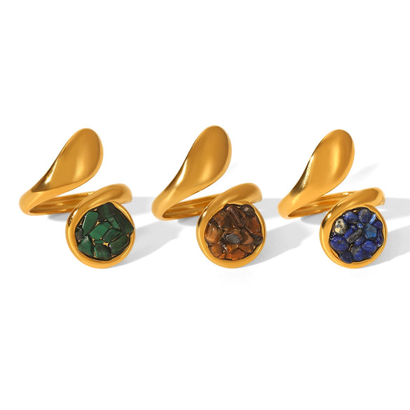 Wholesale Women's Goldplated Stainless Steel Geometric Ring Retro Jewelry