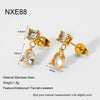 Wholesale Women's Goldplated Stainless Steel Geometric Water Drop Zircon Pendant Necklace And Earrings Jewelry Set With Oshaped Chain
