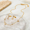 Wholesale Women's Goldplated Stainless Steel Geometric Water Drop Zircon Pendant Necklace And Earrings Jewelry Set With Oshaped Chain