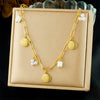 Wholesale Women's Goldplated Stainless Steel Heart Shape And Flower Pattern Hollow Pendant Necklace With Cross Chain
