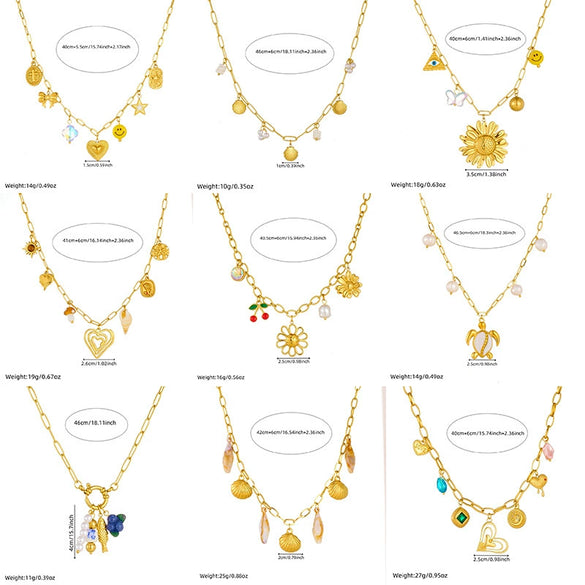 Wholesale Women's Goldplated Stainless Steel Heart Shape And Flower Pattern Hollow Pendant Necklace With Cross Chain