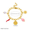 Wholesale Women's Goldplated Stainless Steel Heartshaped Plant Flower Pendant Jewelry Bracelet