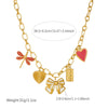Wholesale Women's Goldplated Stainless Steel Insect Heart Shape Bow Pendant Necklace With Flash O Chain
