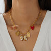 Wholesale Women's Goldplated Stainless Steel Insect Heart Shape Bow Pendant Necklace With Flash O Chain