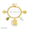 Wholesale Women's Goldplated Stainless Steel Jewelry Set With Cross Crown Roman Numerals Pattern O Word Chain