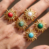 Wholesale Women's Goldplated Stainless Steel Sunflower Flower Ring With Minimalist Design