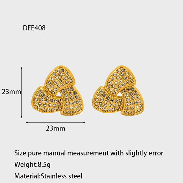 Wholesale Women's Goldplated Stainless Steel Water Drop Zircon Pearl Flower Geometric Earrings