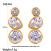 Wholesale Women's Goldplated Stainless Steel Water Drop Zircon Pearl Flower Geometric Earrings
