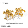 Wholesale Women's Goldplated Stainless Steel Water Drop Zircon Pearl Flower Geometric Earrings