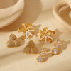 Wholesale Women's Goldplated Stainless Steel Water Drop Zircon Pearl Flower Geometric Earrings