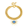 Wholesale Women's Goldplated Titanium Steel Doublelayer Chain Awn Star Eye Pendant Bracelet