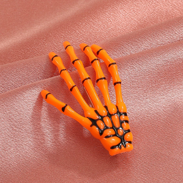Wholesale Women's Gothic Acrylic Side Clip Hair Accessories With Skull Hand Bone And Ghost Gripper Pattern Electroplated