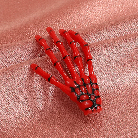 Wholesale Women's Gothic Acrylic Side Clip Hair Accessories With Skull Hand Bone And Ghost Gripper Pattern Electroplated