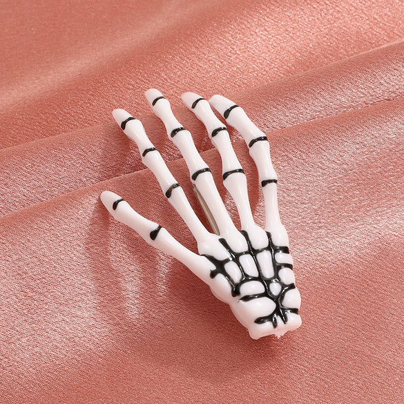Wholesale Women's Gothic Acrylic Side Clip Hair Accessories With Skull Hand Bone And Ghost Gripper Pattern Electroplated