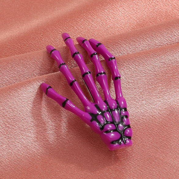 Wholesale Women's Gothic Acrylic Side Clip Hair Accessories With Skull Hand Bone And Ghost Gripper Pattern Electroplated