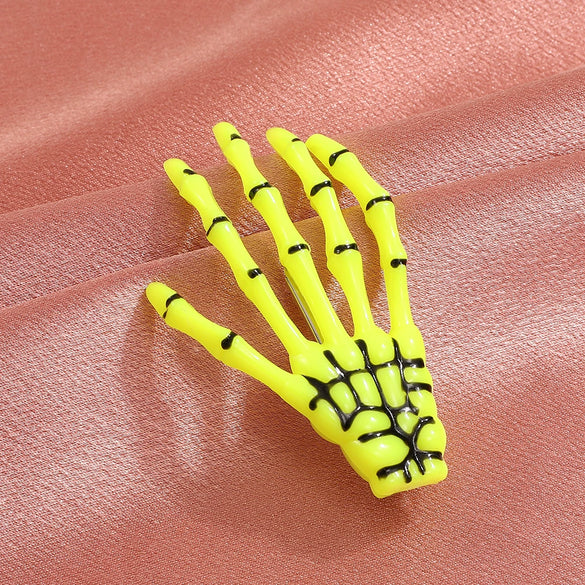 Wholesale Women's Gothic Acrylic Side Clip Hair Accessories With Skull Hand Bone And Ghost Gripper Pattern Electroplated