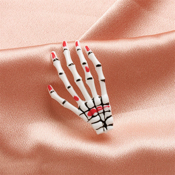 Wholesale Women's Gothic Acrylic Side Clip Hair Accessories With Skull Hand Bone And Ghost Gripper Pattern Electroplated