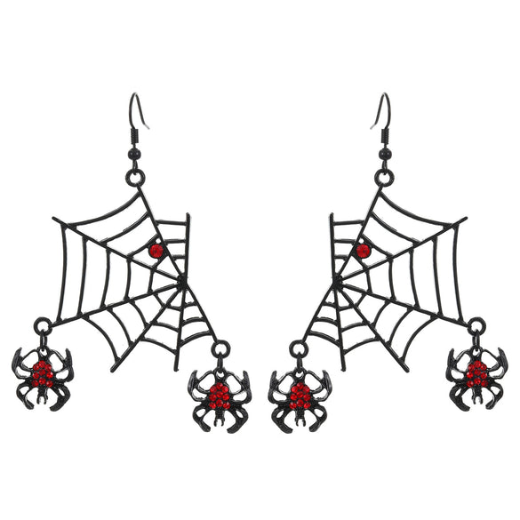 Wholesale Women's Gothic Style Animal Patterned Zinc Alloy Bat Spider Pendant Earrings With 14K Gold Ear Needles And Electroplating