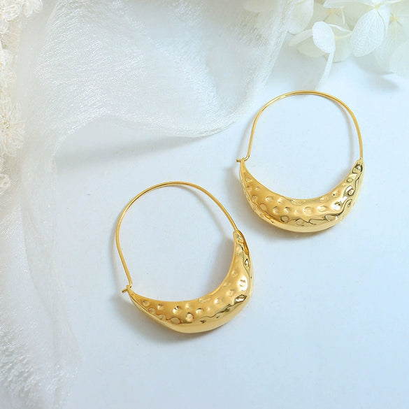 Wholesale Women's Greek Exaggerated Retro Shipshaped Titanium Steel Embossed Electroplated Light Luxury Geometric Jewelry Earrings