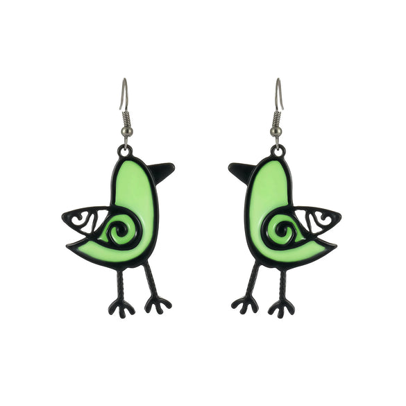 Wholesale Women's Green Bird Earrings Zinc Alloy Geometric Electroplated