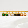 Wholesale Women's Green Square Crystal Stainless Steel Earrings With Geometric Design And Electroplating