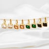 Wholesale Women's Green Square Crystal Stainless Steel Earrings With Geometric Design And Electroplating