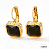 Wholesale Women's Green Square Crystal Stainless Steel Earrings With Geometric Design And Electroplating