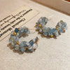 Wholesale Women's Hailanbao Geometric Handmade Small Fresh Style Round Aquamarine Earrings