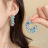Wholesale Women's Hailanbao Geometric Handmade Small Fresh Style Round Aquamarine Earrings