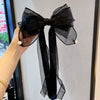 Wholesale Women's Hair Accessories Elegant Ponytail Ribbon Hairpin Big Bow Fabric Handmade Spring Clip