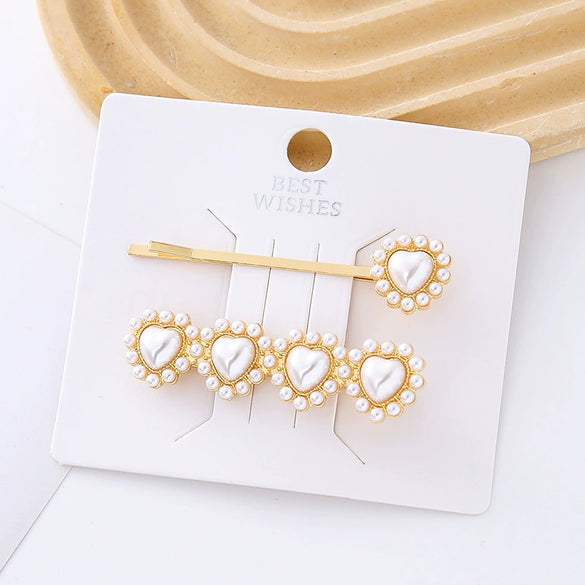 Wholesale Women's Hair Accessories Imitation Pearl Hairpin Specialshaped Square Oval Electroplated