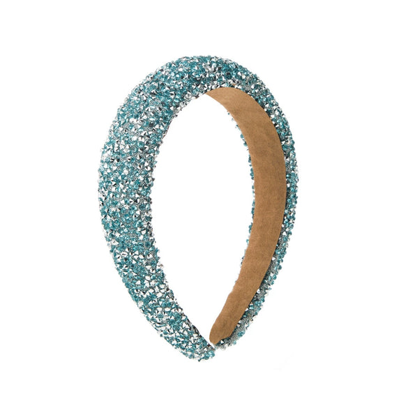 Wholesale Women's Hair Accessories Sponge Wide Edge Headband With Inlaid Small Rhinestones Pure Handmade Geometric Style Non Slip