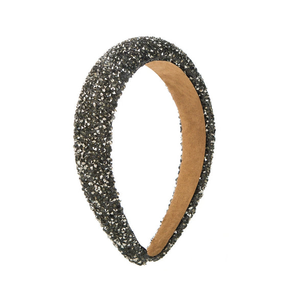 Wholesale Women's Hair Accessories Sponge Wide Edge Headband With Inlaid Small Rhinestones Pure Handmade Geometric Style Non Slip