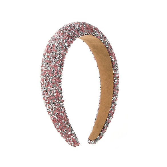 Wholesale Women's Hair Accessories Sponge Wide Edge Headband With Inlaid Small Rhinestones Pure Handmade Geometric Style Non Slip