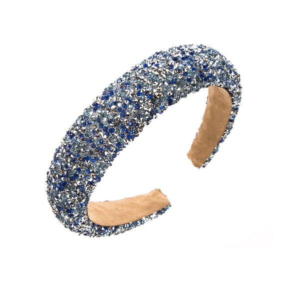 Wholesale Women's Hair Accessories Sponge Wide Edge Headband With Inlaid Small Rhinestones Pure Handmade Geometric Style Non Slip