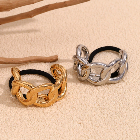 Wholesale Women's Hair Accessories Stainless Steel 18K Gold Plated Semicircle Chain Geometric Style