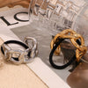 Wholesale Women's Hair Accessories Stainless Steel 18K Gold Plated Semicircle Chain Geometric Style