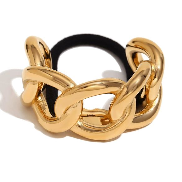 Wholesale Women's Hair Accessories Stainless Steel 18K Gold Plated Semicircle Chain Geometric Style
