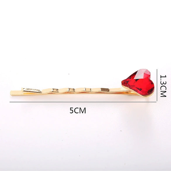 Wholesale Women's Hair Accessories Zinc Alloy Heart Side Clip Bangs Clip Electroplating