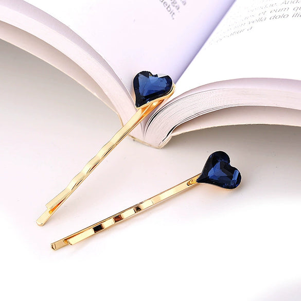 Wholesale Women's Hair Accessories Zinc Alloy Heart Side Clip Bangs Clip Electroplating