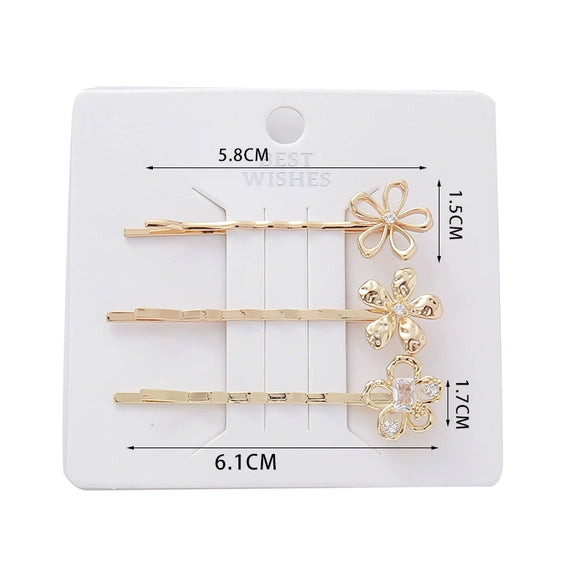 Wholesale Women's Hair Clip Alloy Golden Flower Antique Style Electroplated